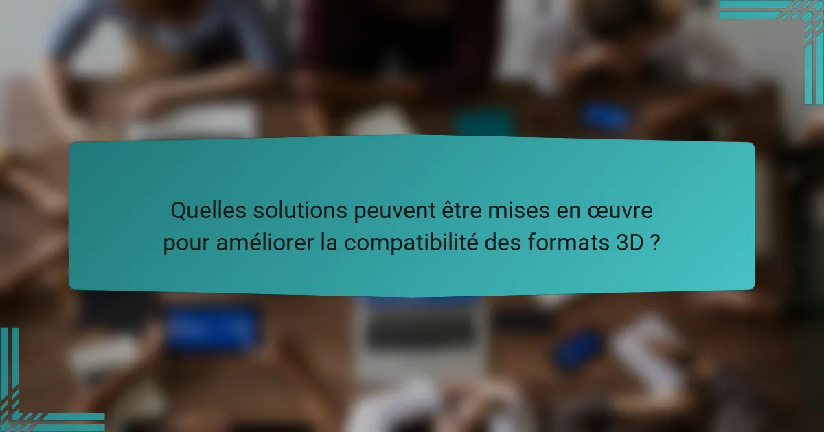 Quelles solutions peuvent être mises en œuvre pour améliorer la compatibilité des formats 3D ?