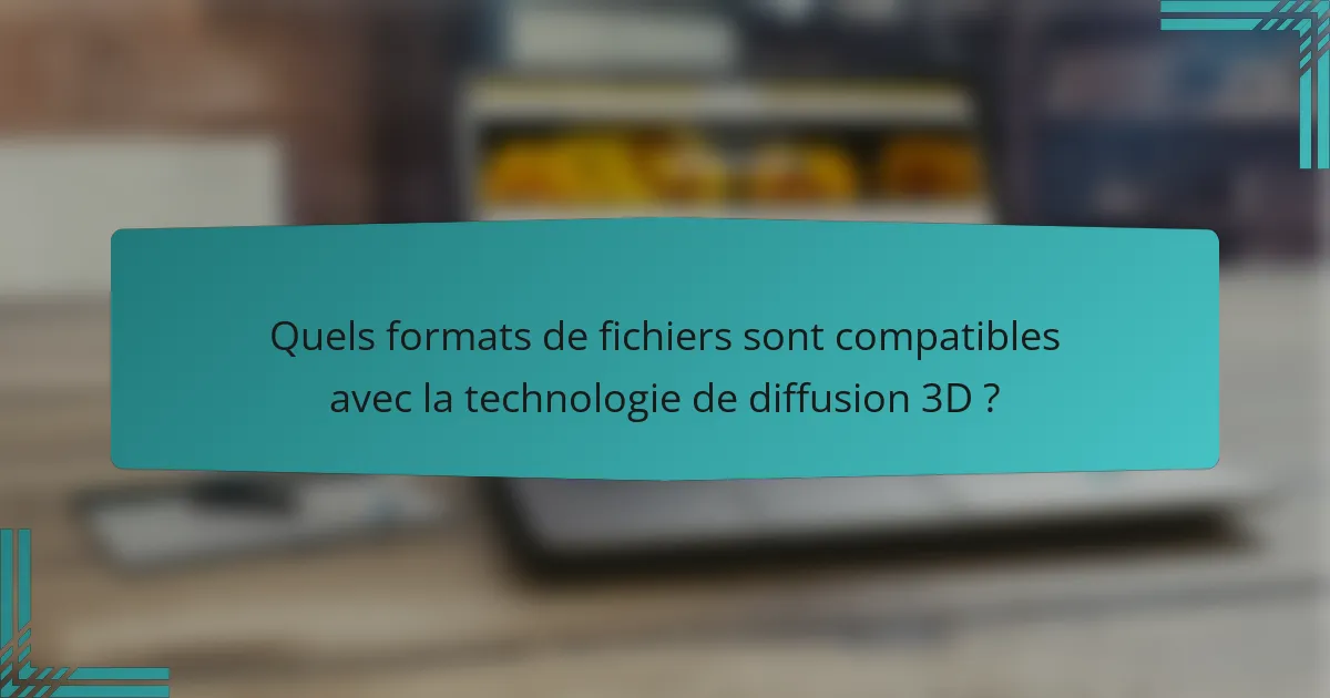 Quels formats de fichiers sont compatibles avec la technologie de diffusion 3D ?