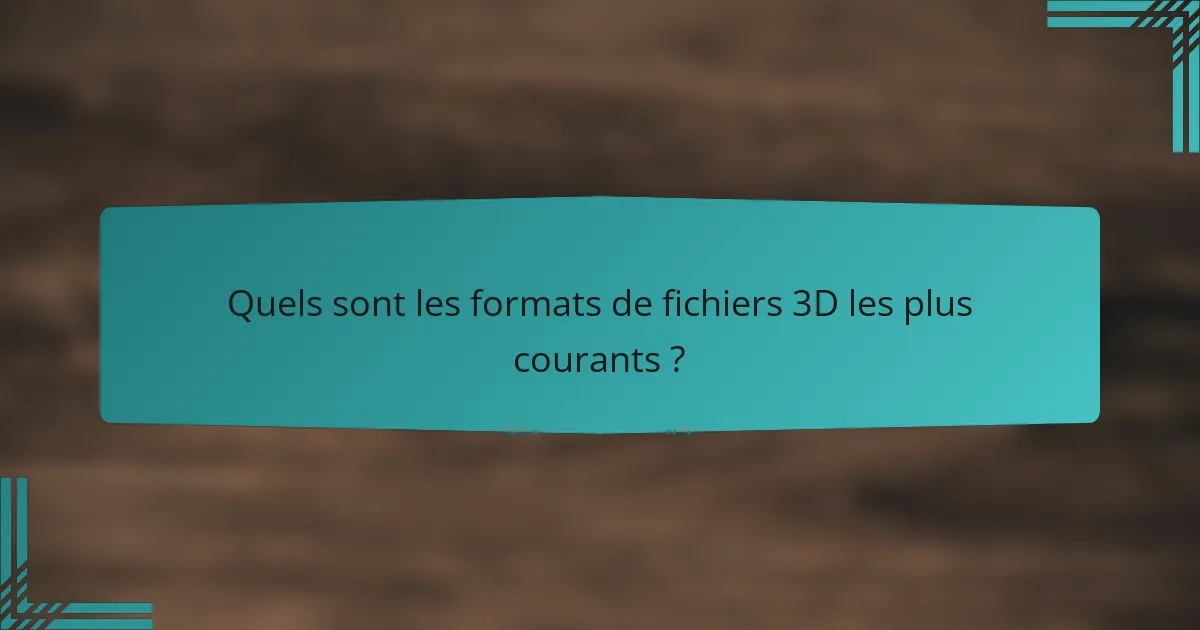 Quels sont les formats de fichiers 3D les plus courants ?